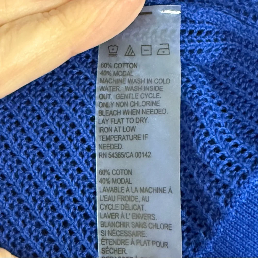 Allison Daley Plus 2X Royal Blue Open Front Knit Cardigan Lightweight Layer - Picture 6 of 7